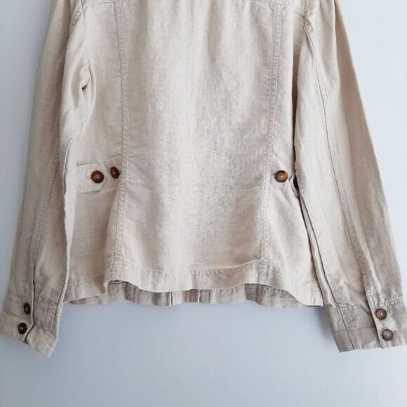 EDDIE BAUER 100% Linen Canvas Button Down Jacket Utility Light Beige Sz L - Picture 10 of 13